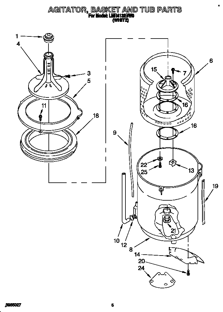 AGITATOR, BASKET AND TUB