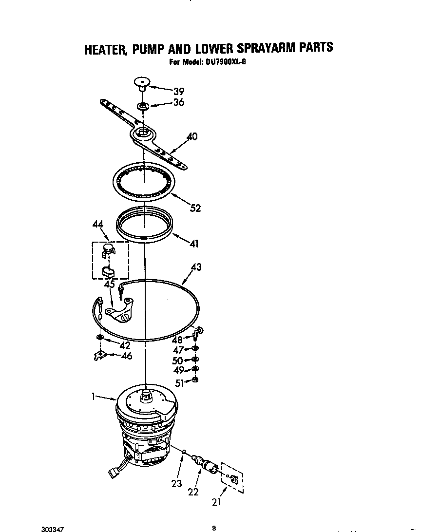 Heater, pump and lower sprayarm