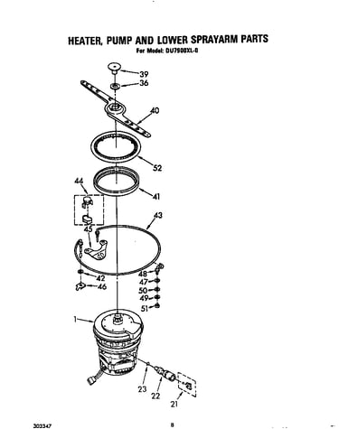 Heater, pump and lower sprayarm