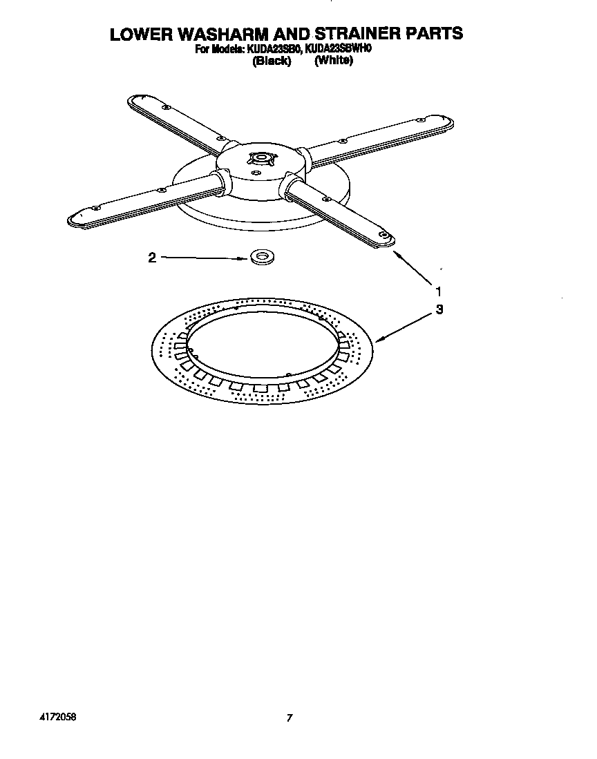 Lower washarm and strainer