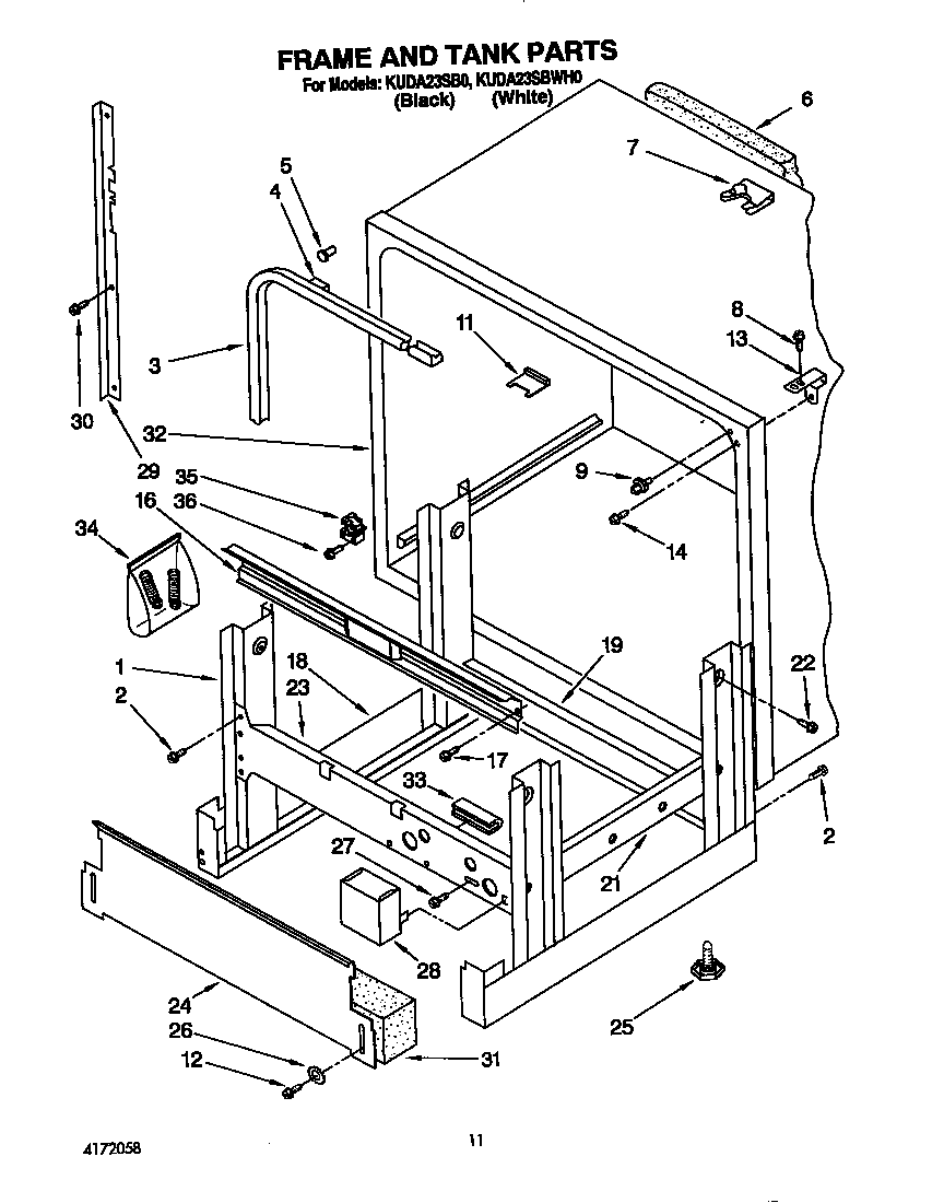 Frame and tank