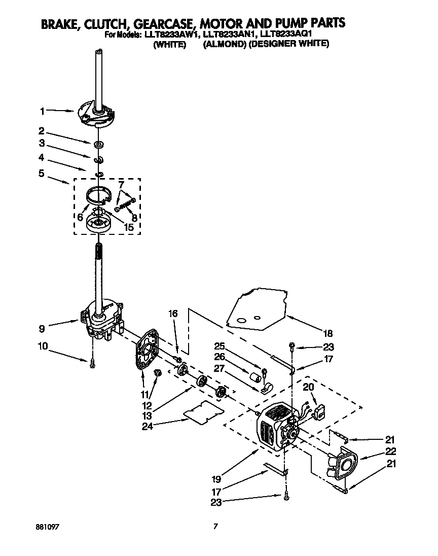 BRAKE, CLUTCH, GEARCASE, MOTOR AND PUMP