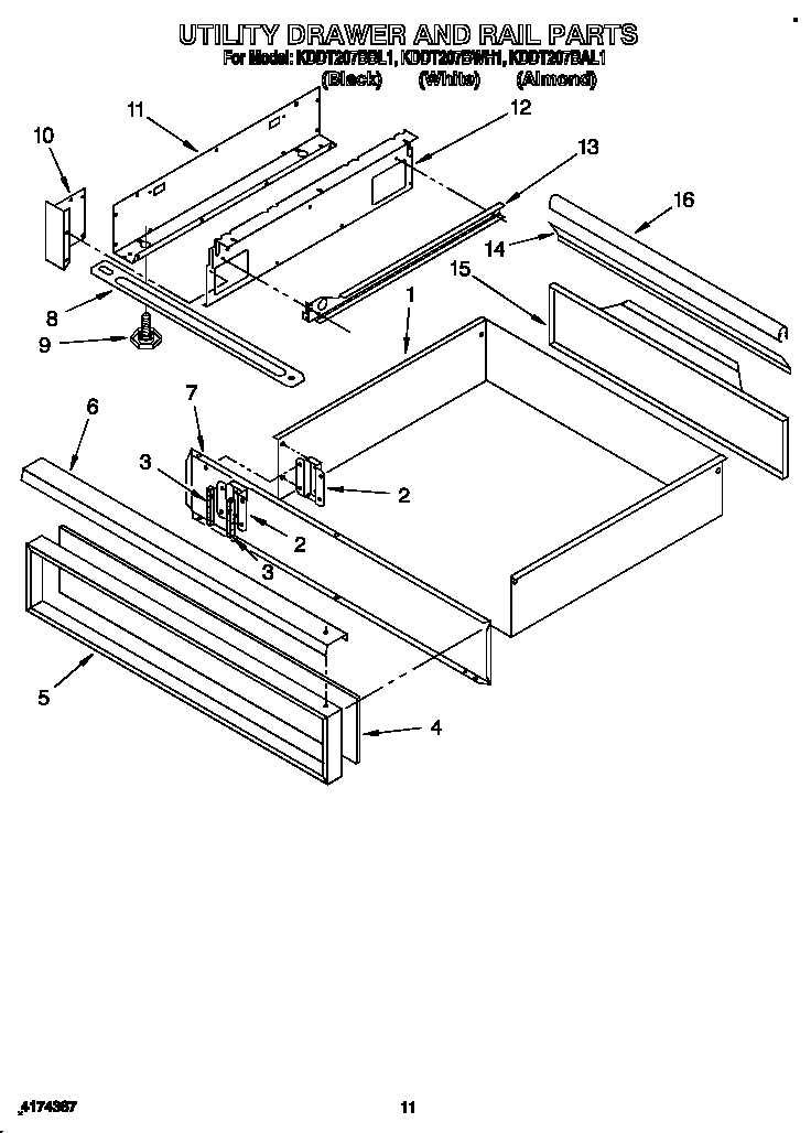 Utility drawer and rail