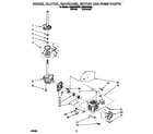 Whirlpool CAW2762AW0 brake, clutch, gearcase, motor and pump diagram