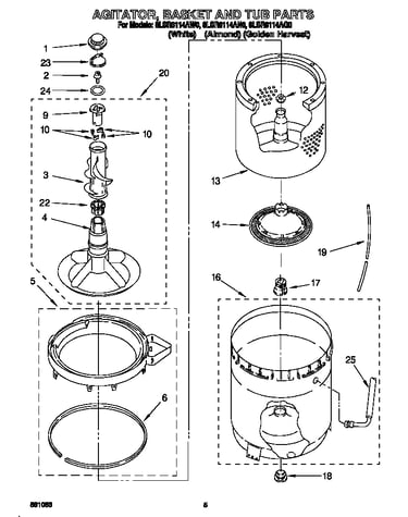 Agitator, basket and tub