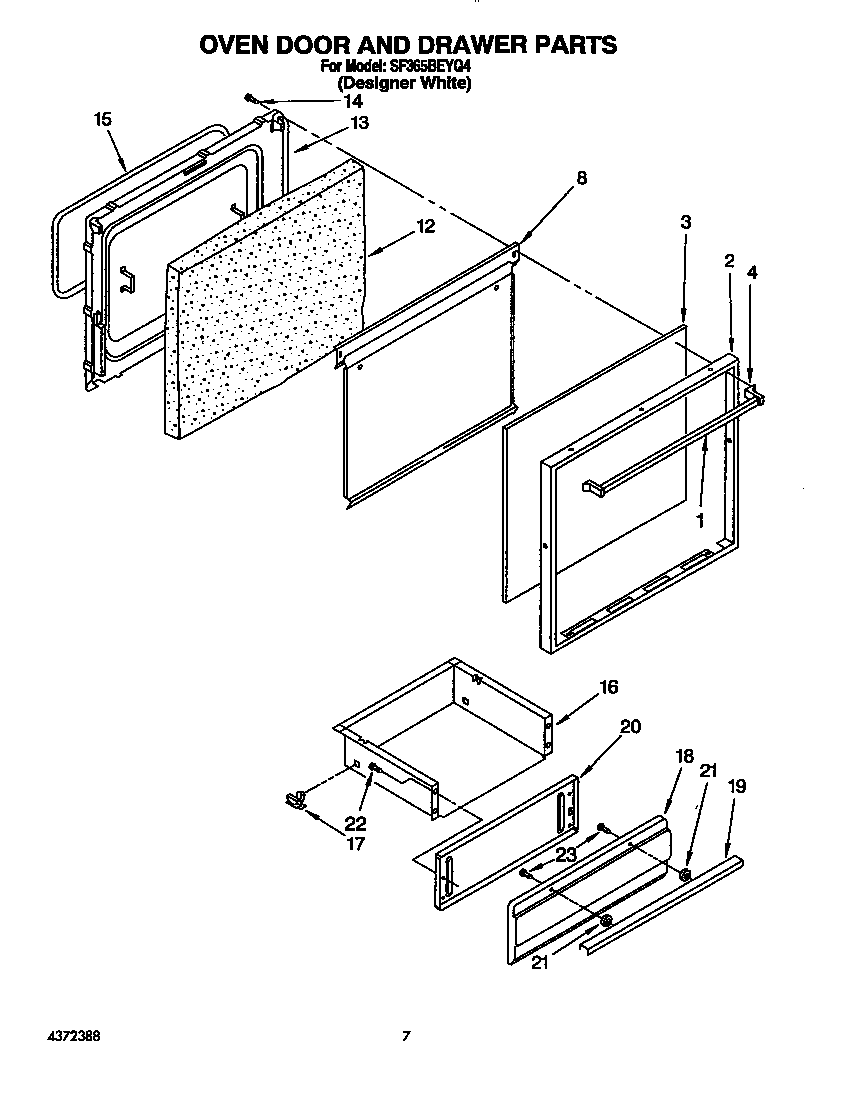 Oven door and drawer