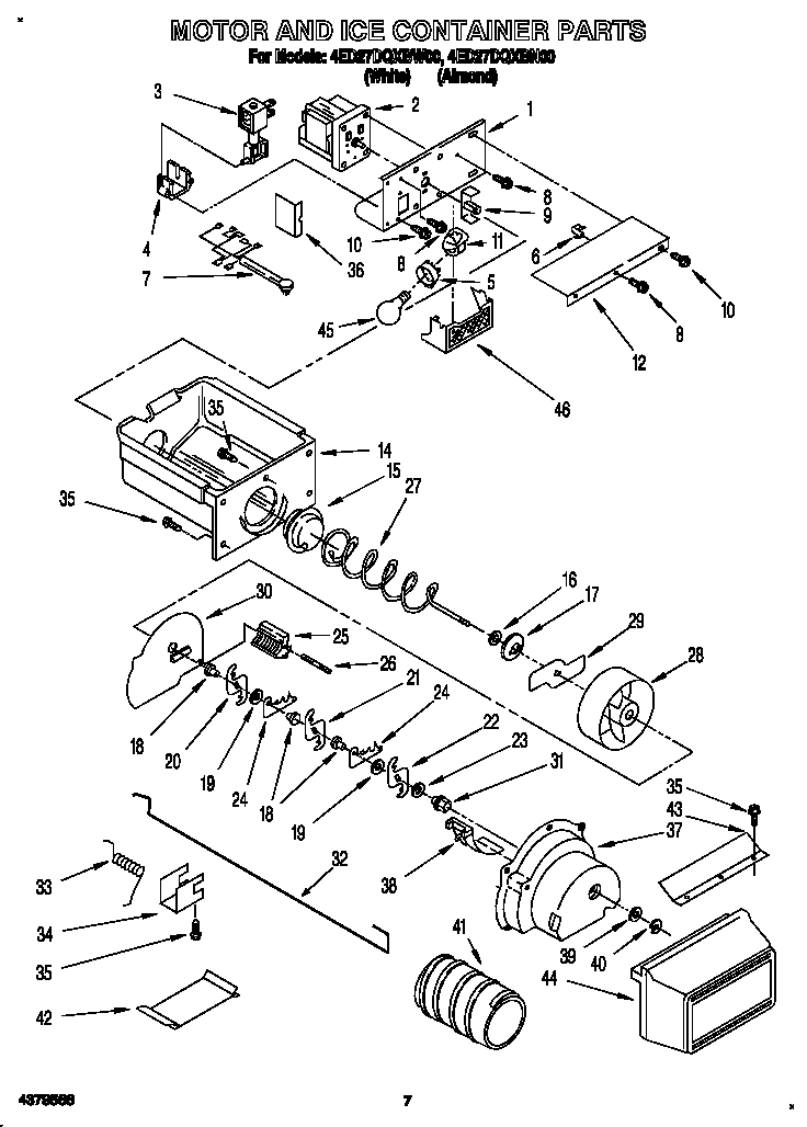 Motor and ice container