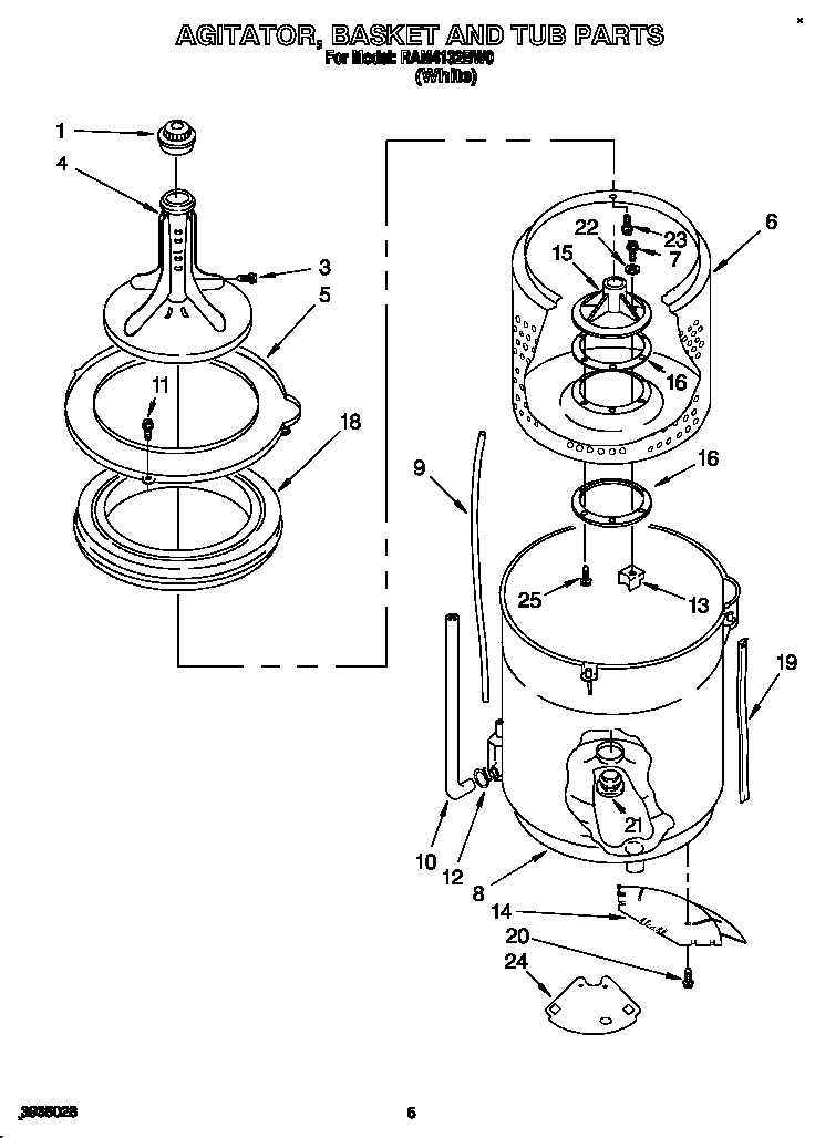Agitator, basket and tub