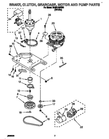Brake, clutch, gearcase, motor and pump