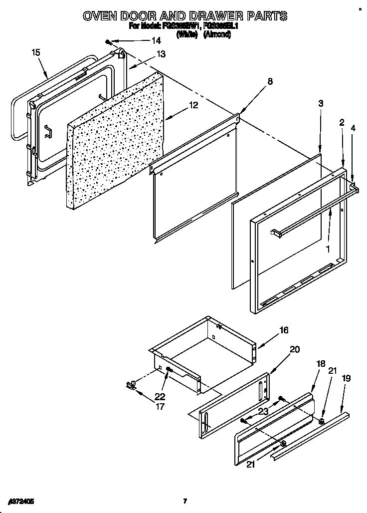 Oven door and drawer