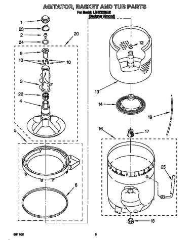 Agitator, basket and tub