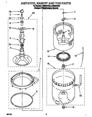 Agitator, basket and tub
