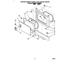 Whirlpool LTE6234AW1 dryer front panel and door diagram