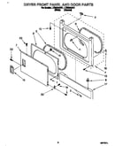 Dryer front panel and door