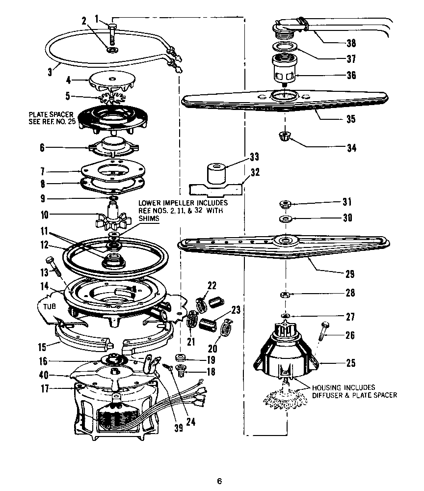 Motor, heater, and spray arm