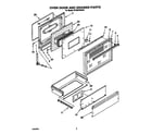 Whirlpool SF395PEWW2 oven door and drawer diagram