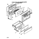 Whirlpool SF395PEWW2 oven door and drawer diagram