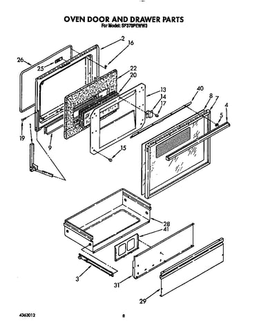 Oven door and drawer