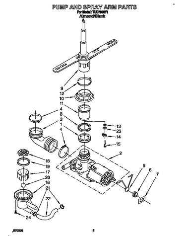 Pump and spray arm