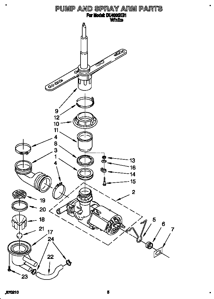Pump and spray arm