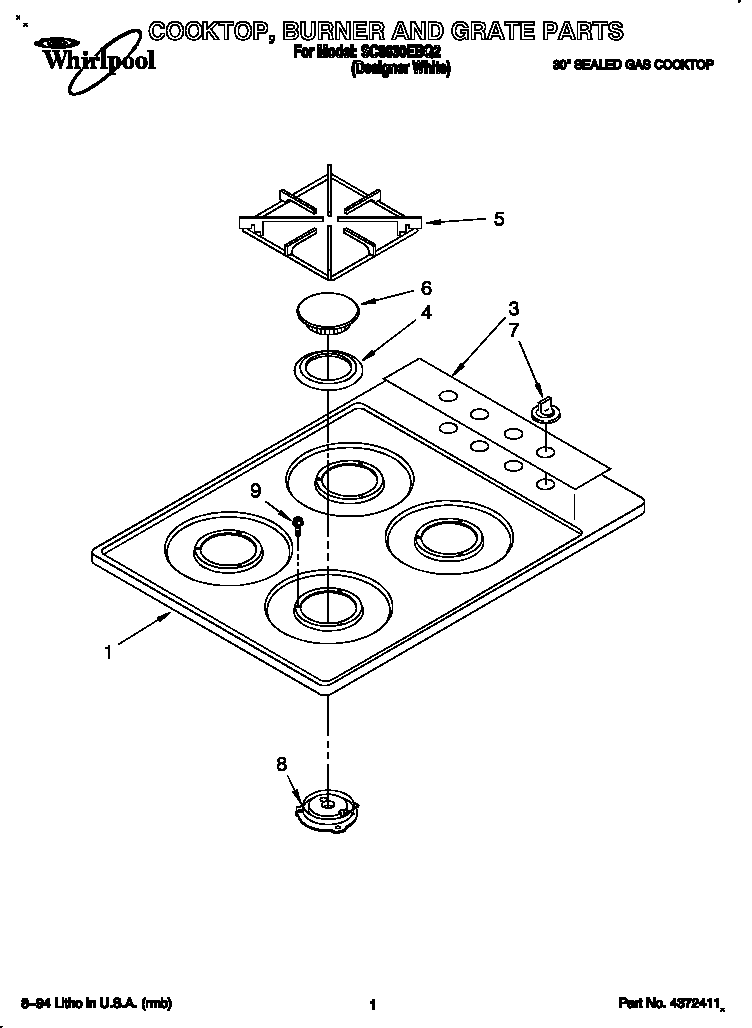 COOKTOP, BURNER AND GRATE