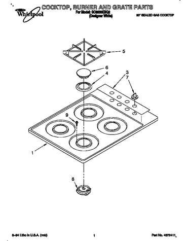 Cooktop, burner and grate