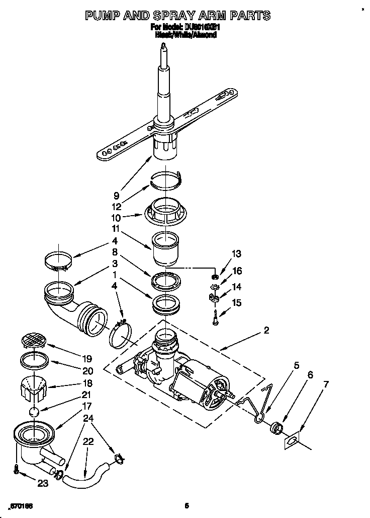 Pump and spray arm