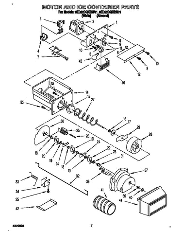 Motor and ice container