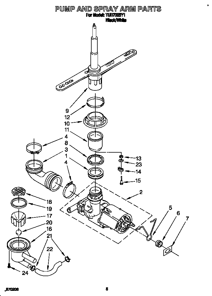 Pump and spray arm