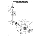 Whirlpool LSR7233BN1 brake, clutch, gearcase, motor and pump diagram