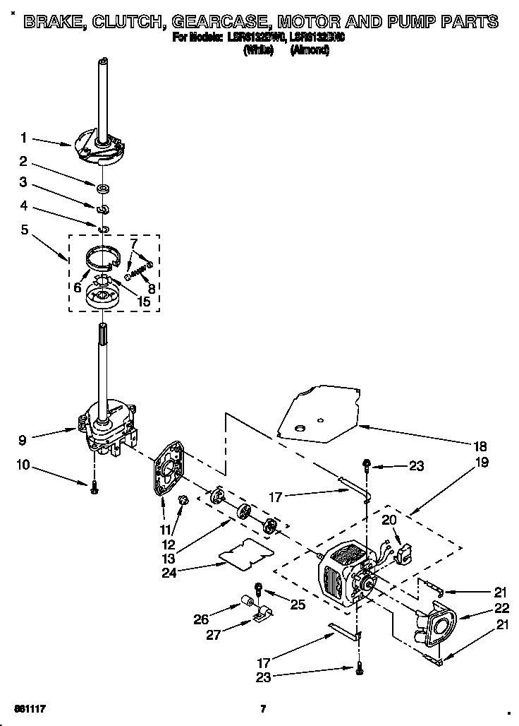 BRAKE, CLUTCH, GEARCASE, MOTOR AND PUMP