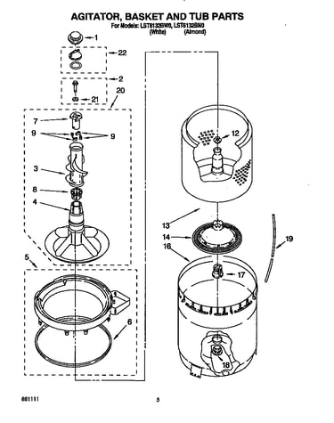 Agitator, basket and tub