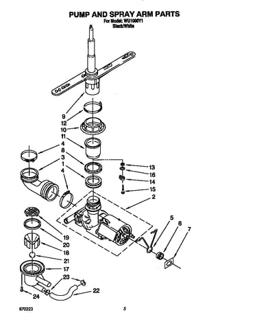 Pump and spray arm