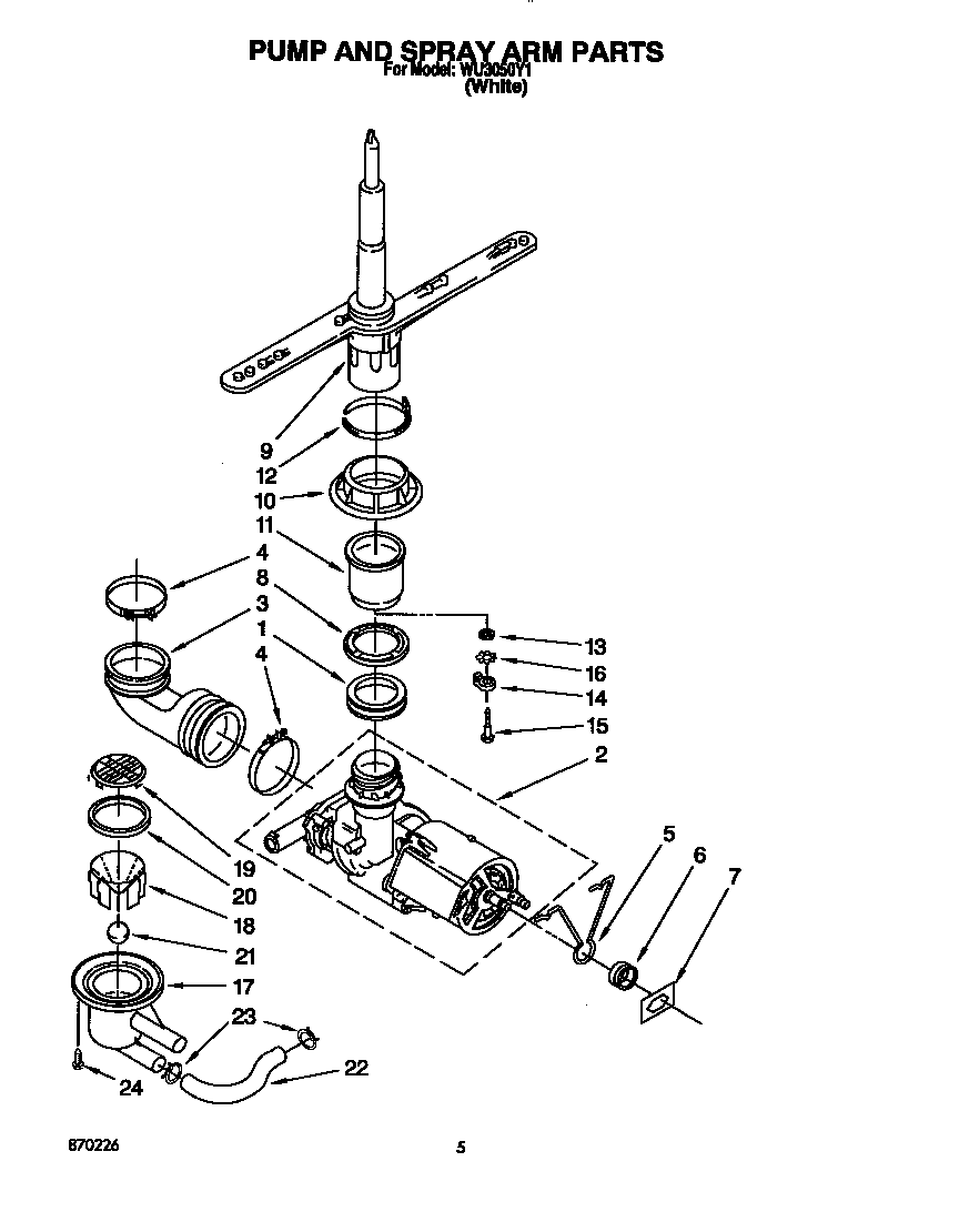 Pump and spray arm