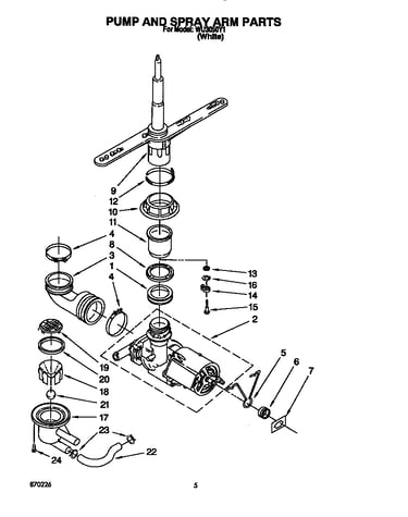 Pump and spray arm