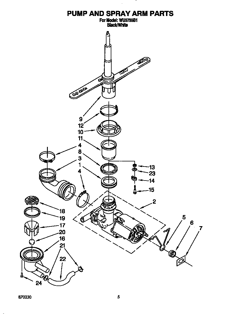 Pump and spray arm