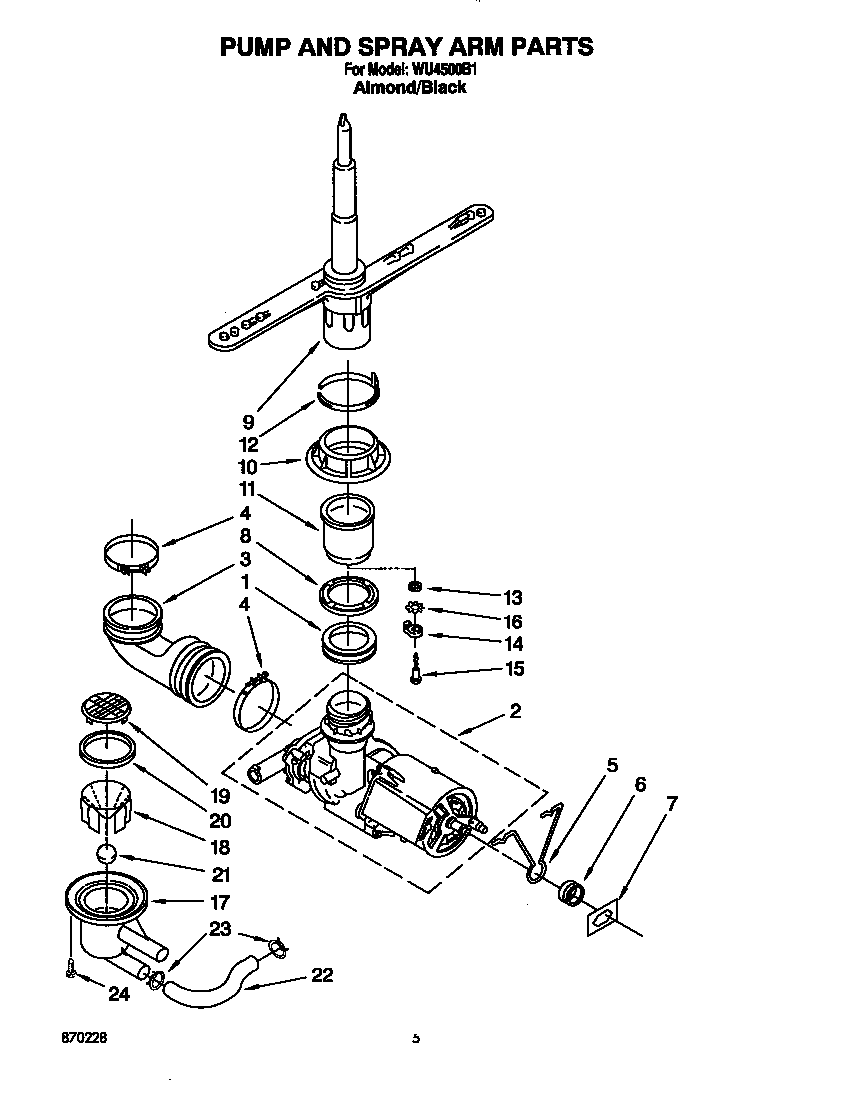 Pump and spray arm