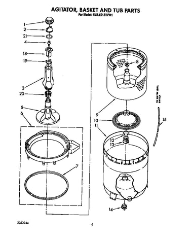 Agitator, basket and tub