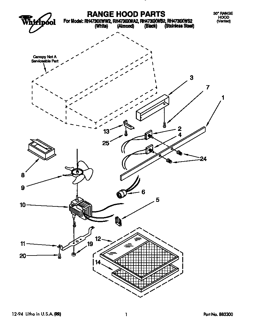 RANGE HOOD PARTS