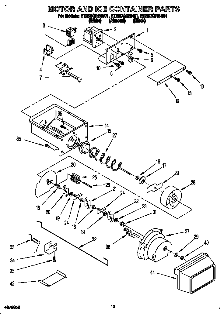Motor and ice container