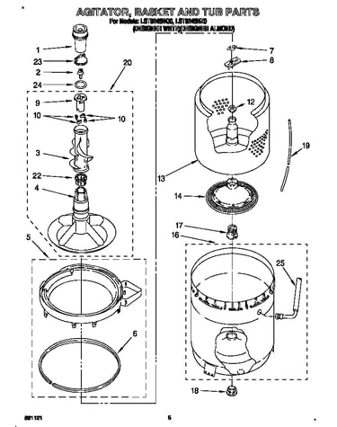 Agitator, basket and tub