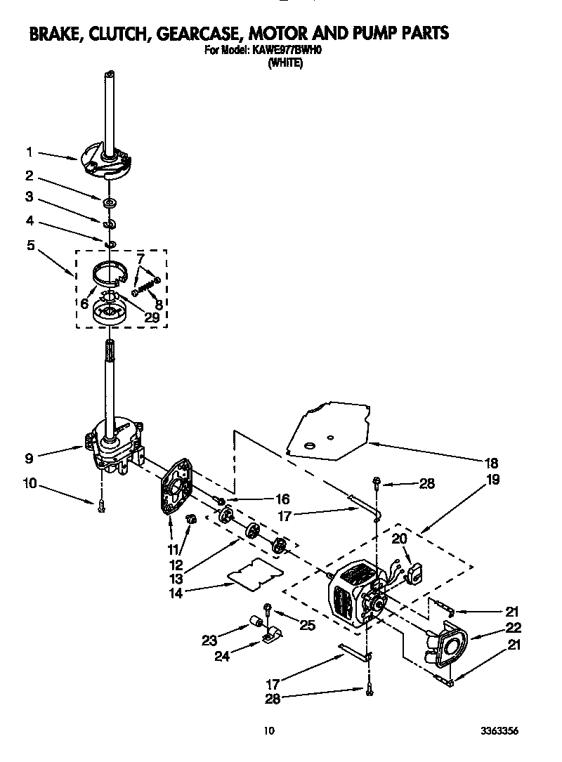 Brake, clutch, gearcase, motor and pump