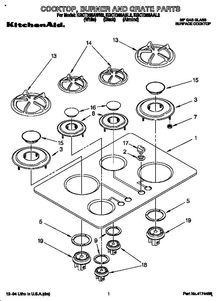 Cooktop, burner and grate