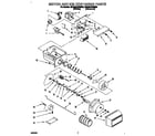 Whirlpool 3ED22DQXBN02 motor and ice container diagram