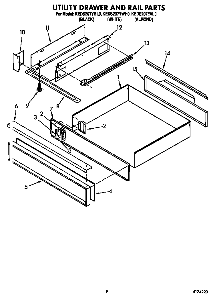 Utility drawer and rail