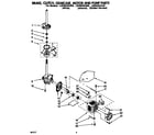 Whirlpool LBR6233AG0 brake, clutch, gearcase, motor and pump diagram