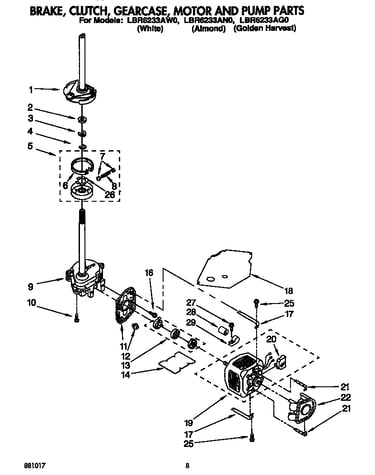 Brake, clutch, gearcase, motor and pump