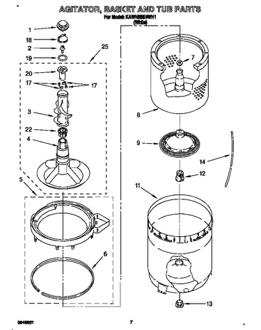 Agitator, basket and tub