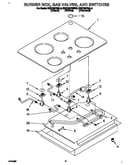 Burner box, gas valves, and switches