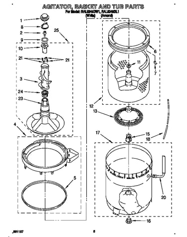 Agitator, basket and tub